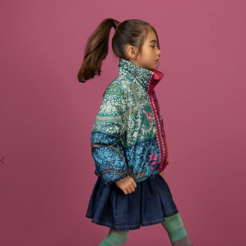 Girls Beet Red Coco Coat Panel Barocci Square