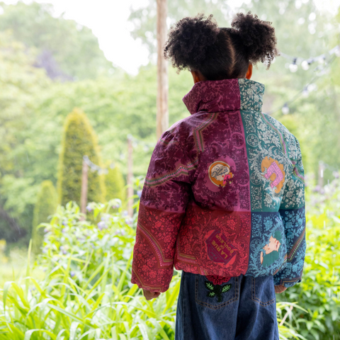 Girls Beet Red Coco Coat Panel Barocci Square