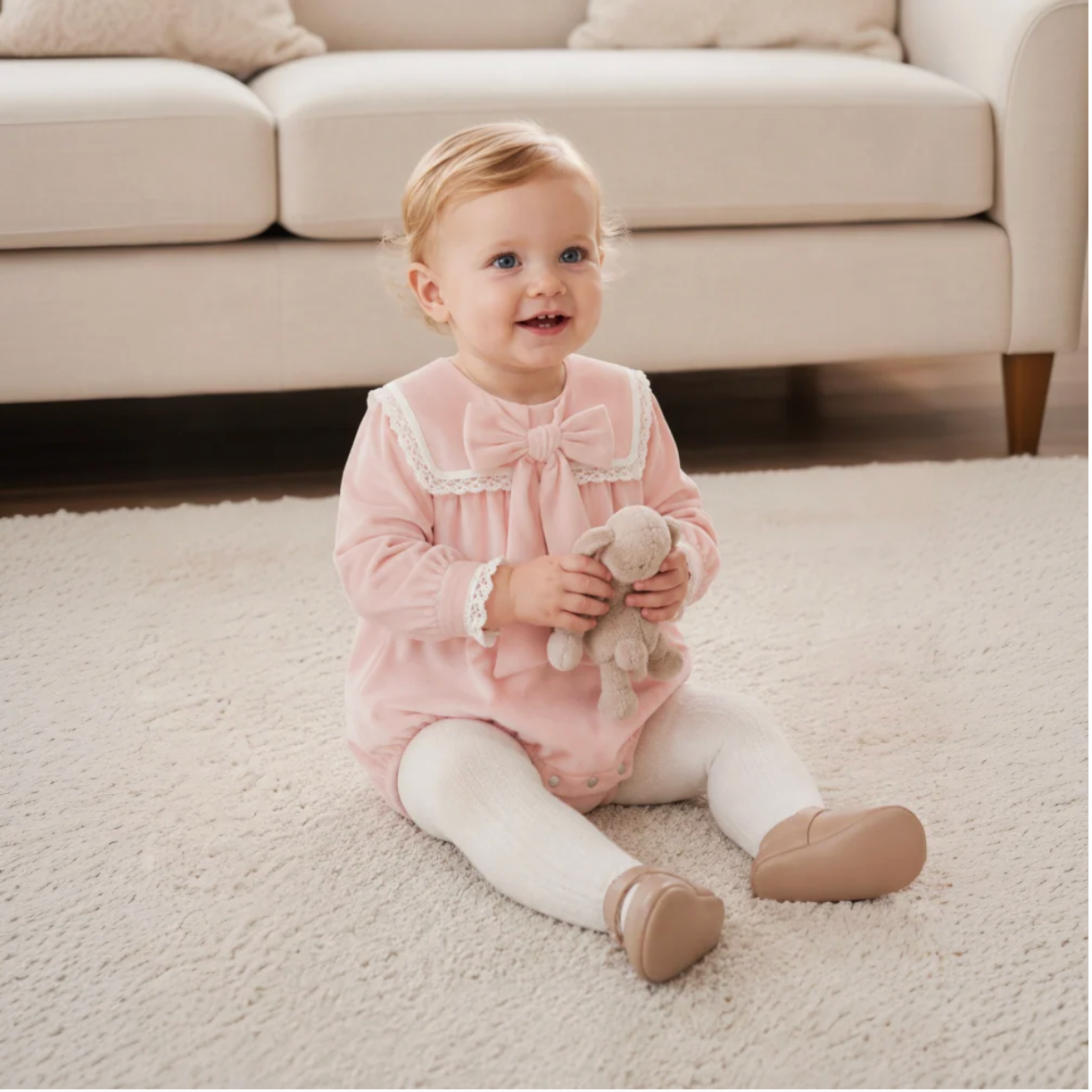 Be Chic Baby Girls Pink Romper
