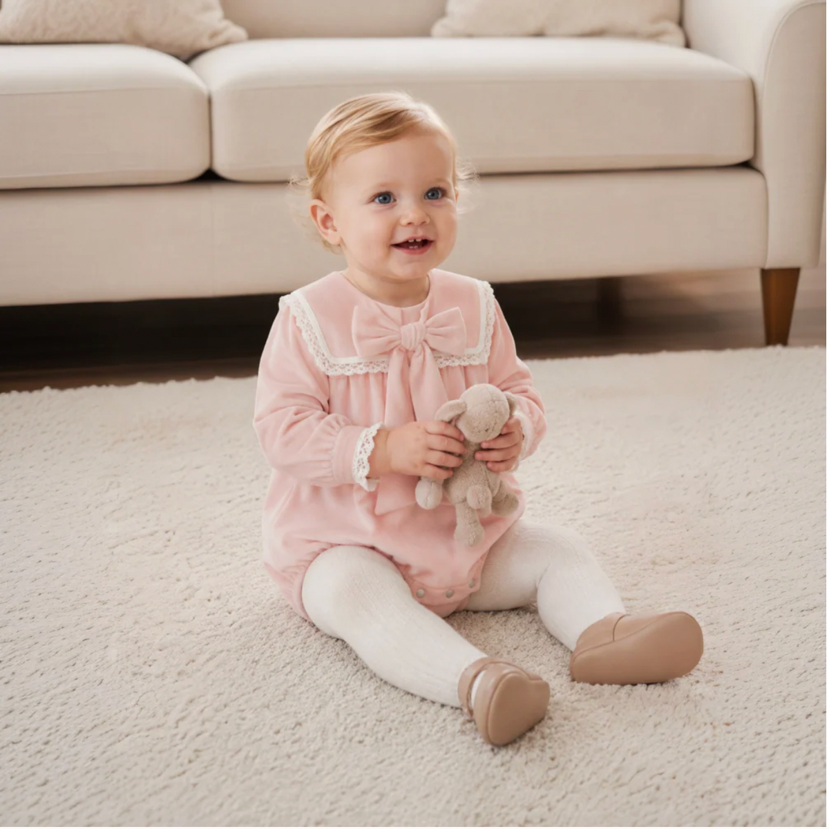 Be Chic Baby Girls Pink Romper