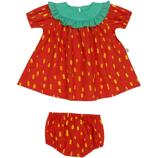 Baby Girls Red Cotton Strawberry Dress