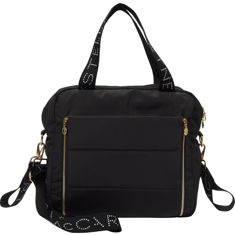 Stella McCartney Kids Black Logo Tape Tote Changing Bag