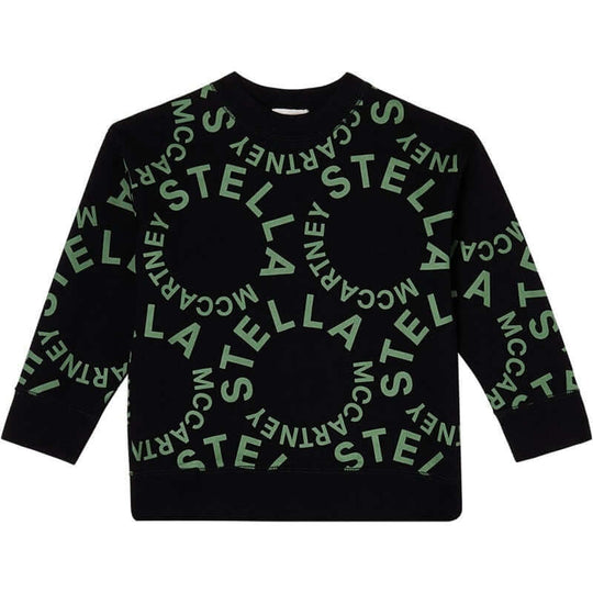 Boys Black Cotton Circular Logo Sweatshirt