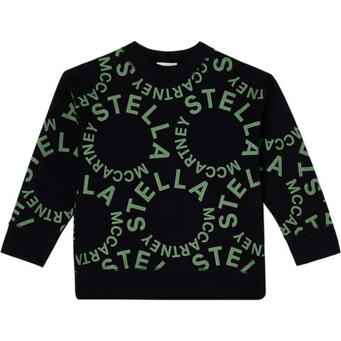 Stella McCartney Kids Boys Black Cotton Circular Logo Sweatshirt