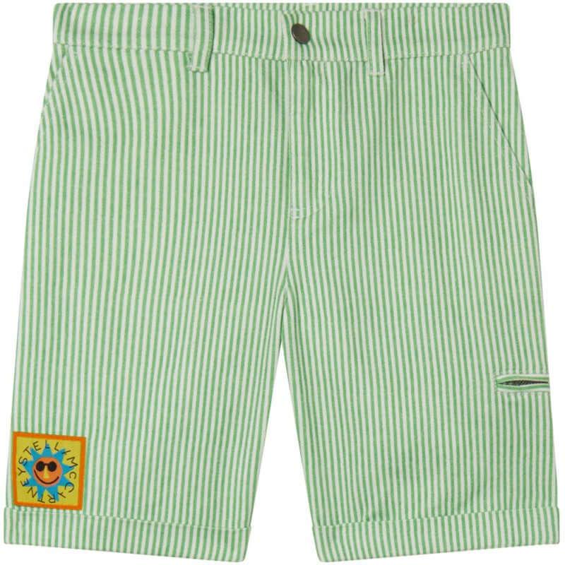 Stella McCartney Kids Boys Green Pin Striped Shorts