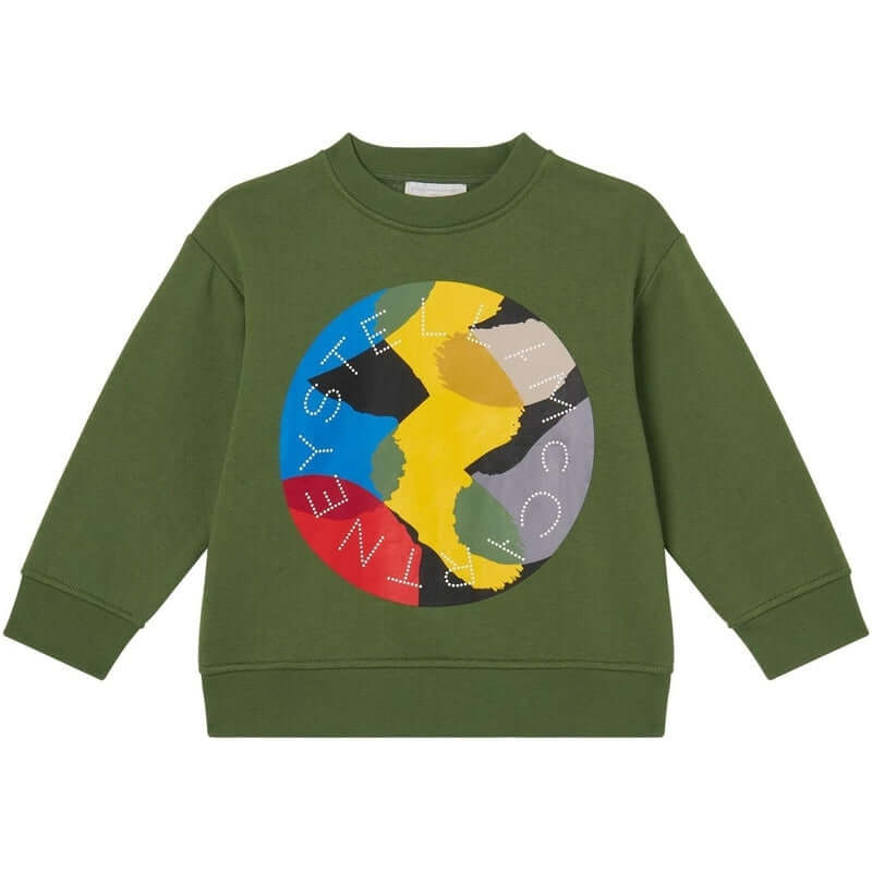 Stella McCartney Kids Boys Khaki Camouflage Logo Sweatshirt