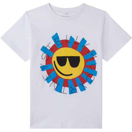 Boys White Sun Print T-Shirt
