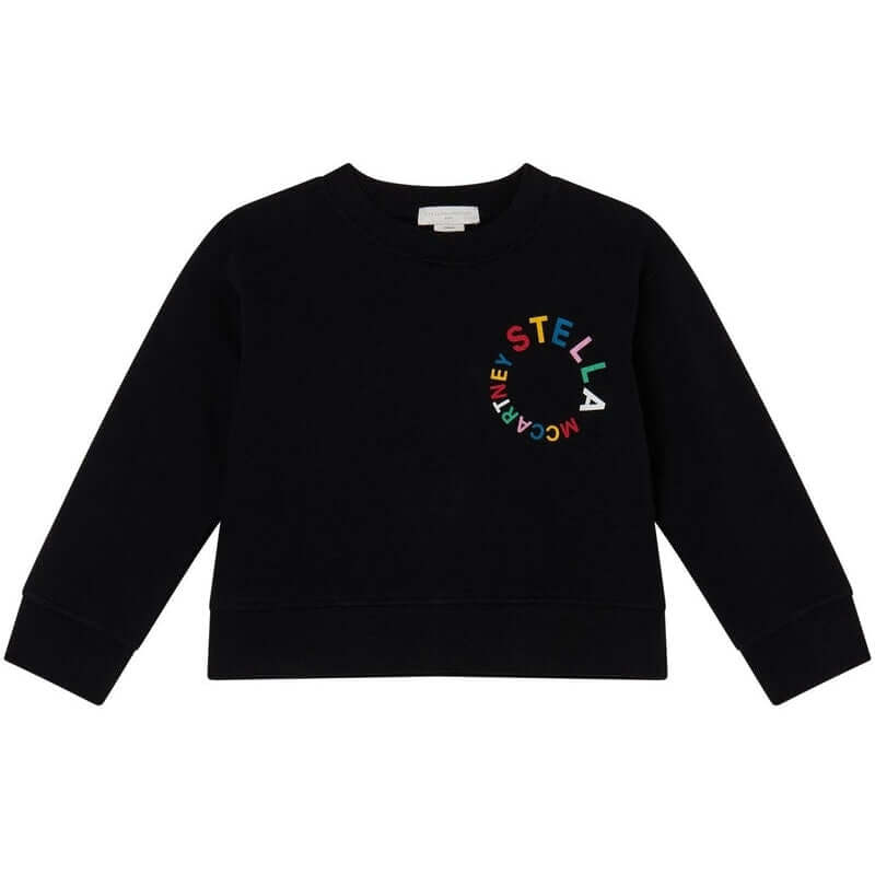 Stella McCartney Kids Girls Black Cotton Circular Logo Sweatshirt