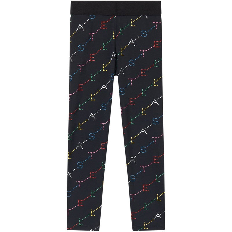 Stella McCartney Kids Girls Black Diagonal Logo Leggings