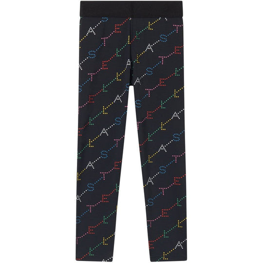 Girls Black Diagonal Logo Leggings