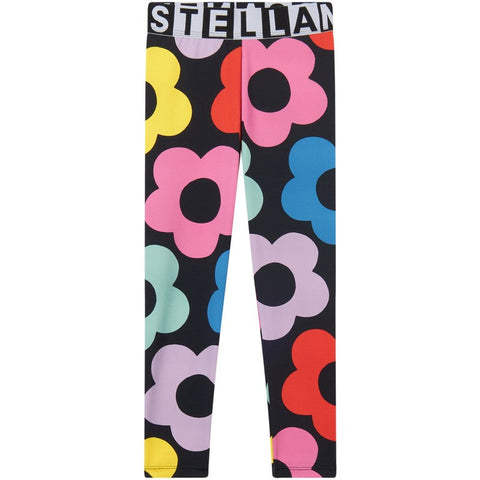 Stella McCartney Kids Girls Black Flower Print Leggings