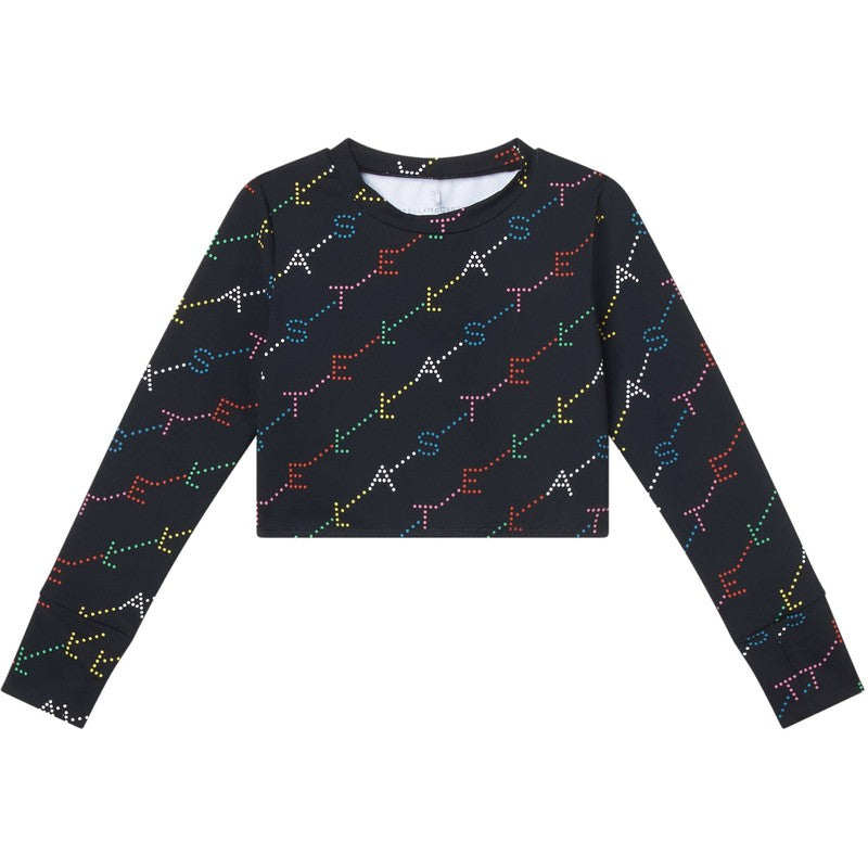 Stella McCartney Kids Girls Black Striped Logo Sports top