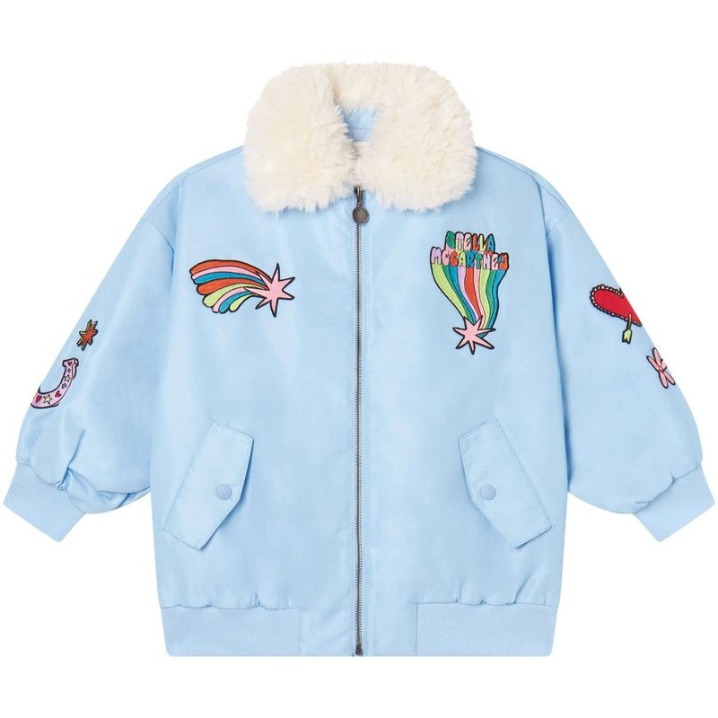 Stella McCartney Kids Girls Blue Celeste Bomber Jacket