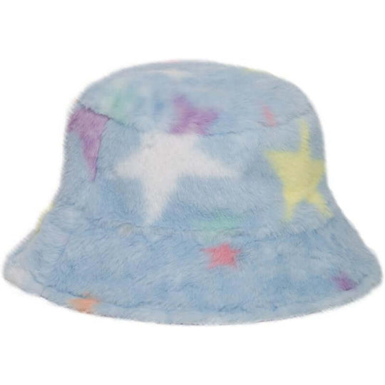 Girls Blue Faux Fur Star Hat