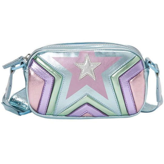 Girls Blue Faux Leather Star Shoulder Bag