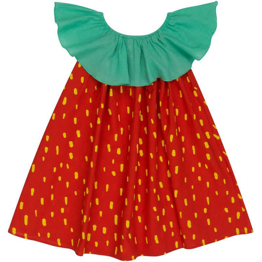 Girls Cotton Strawberry Print Dress