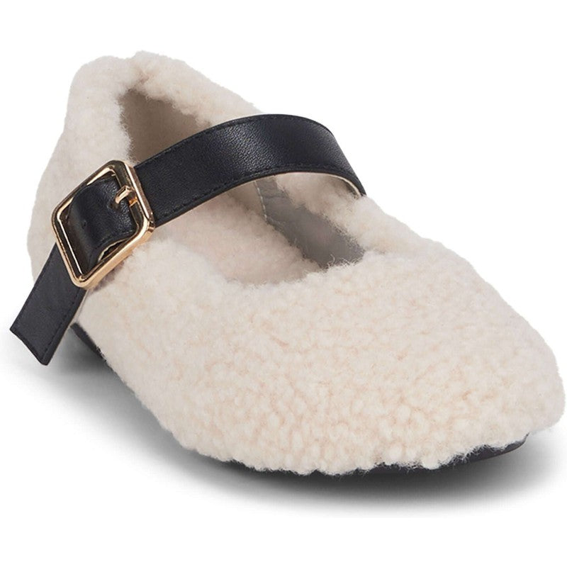 Stella McCartney Kids Girls Cream Faux Fur Ballerinas