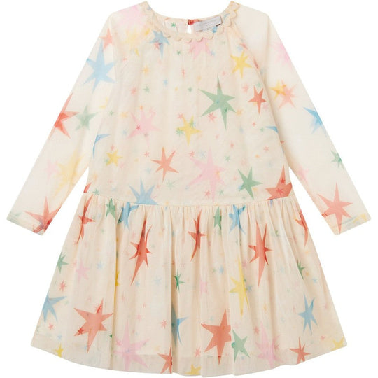 Girls Cream Tulle Star Dress