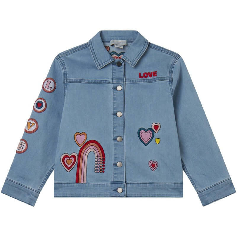 Stella McCartney Kids Girls Denim Heart Patchs Jacket