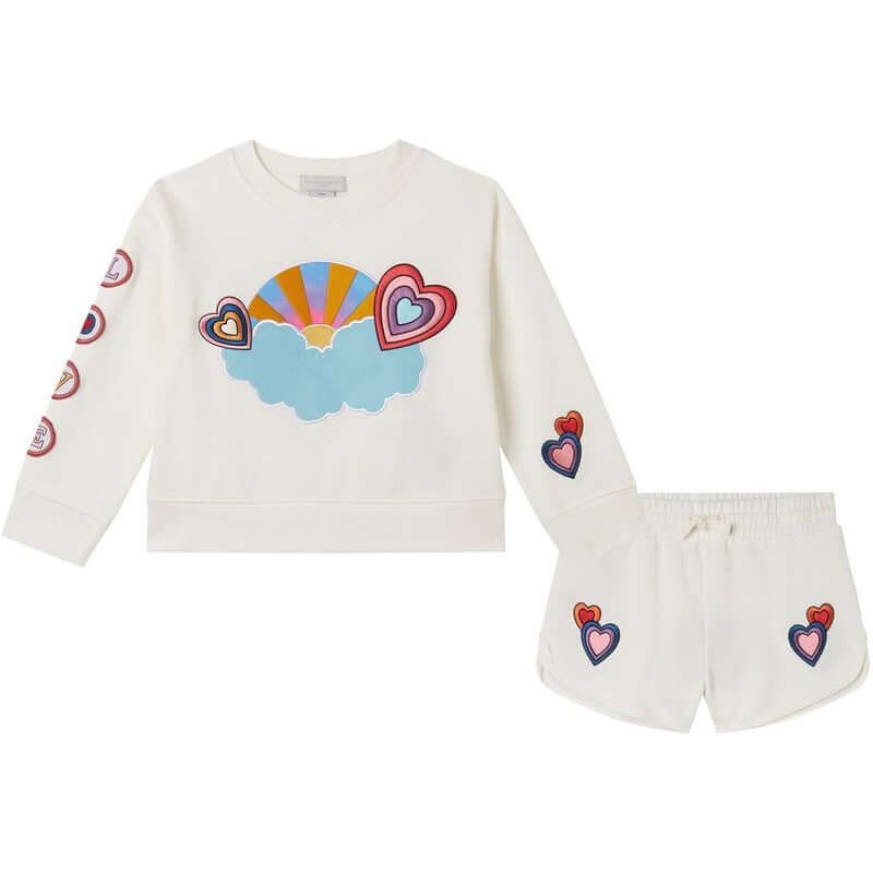 Stella McCartney Kids Girls Heart Print Sweatshirt & Shorts Set