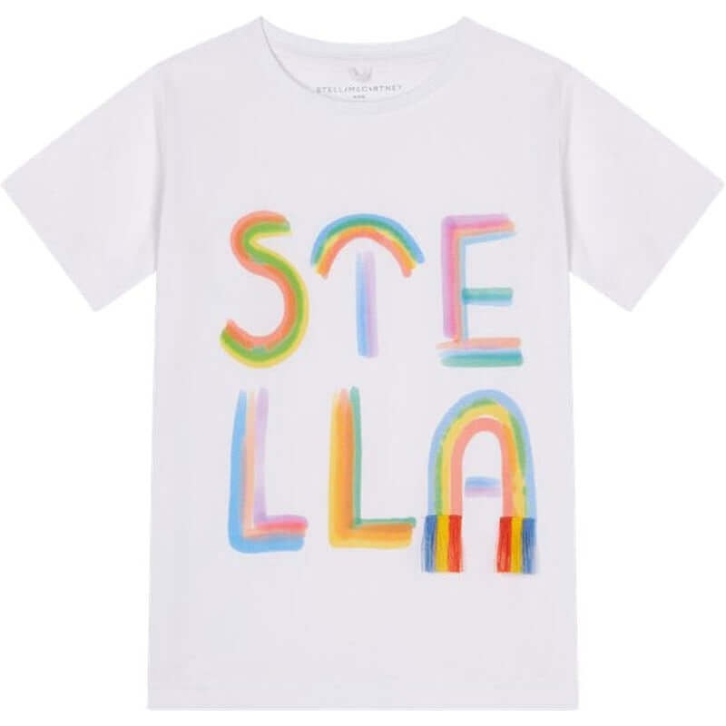 Stella McCartney Kids Girls Ivory Stella Print T-Shirt