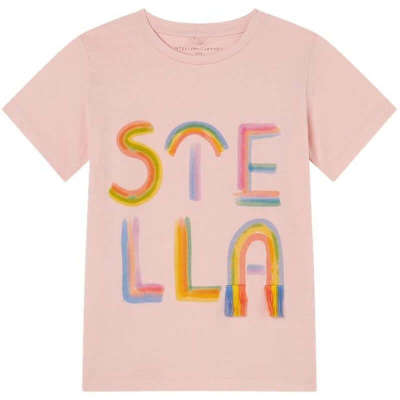 Stella McCartney Kids Girls Lilac Cotton Rainbow Logo T_Shirt
