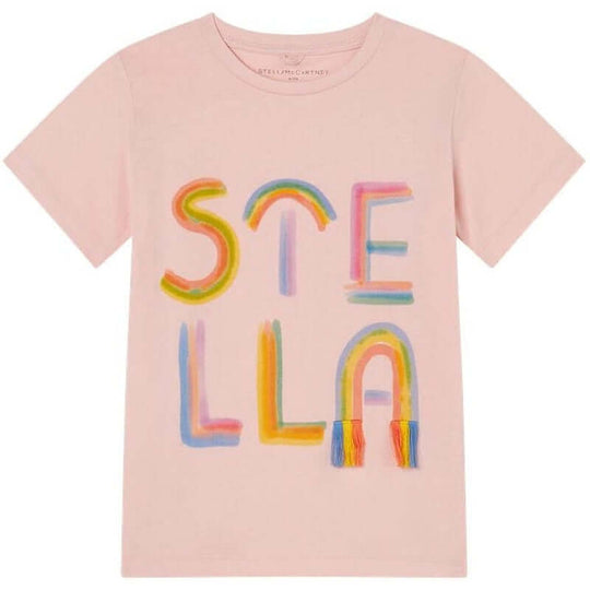 Girls Lilac Cotton Rainbow Logo T_Shirt