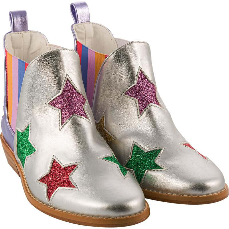 Stella McCartney Kids Girls Metallic Silver Star Boots