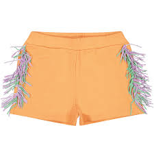 Stella McCartney Kids Girls Orange Fringe Jersey Shorts