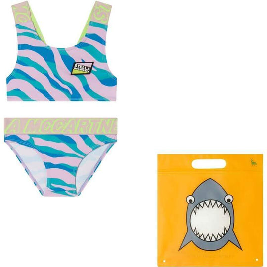 Girls Pink & Blue Zebra Print Bikini