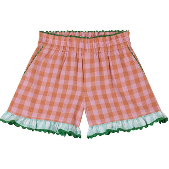 Girls Pink Check Shorts
