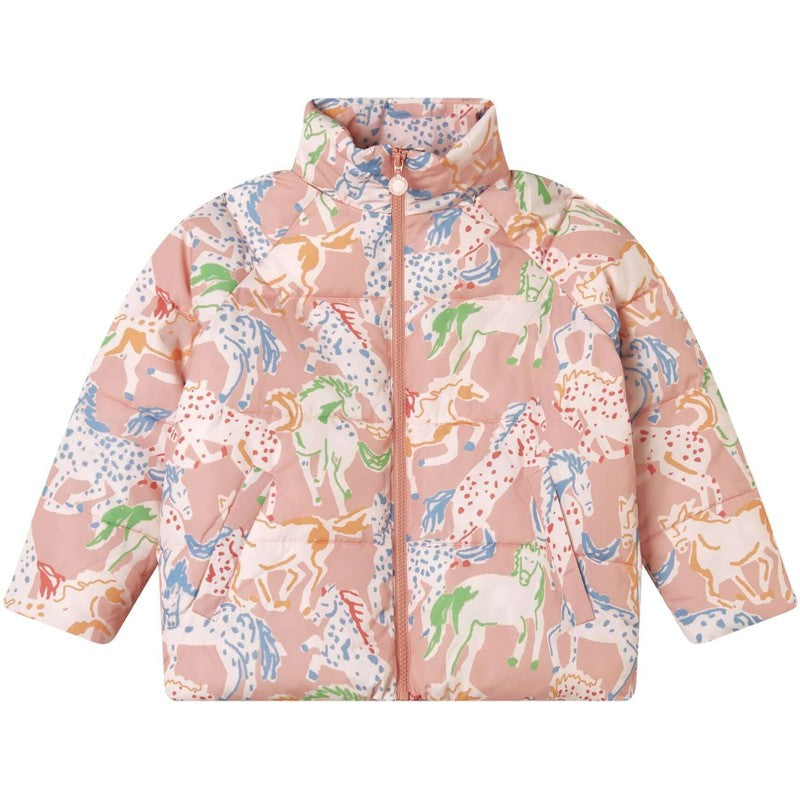 Stella McCartney Kids Girls Pink Horse Puffer Coat