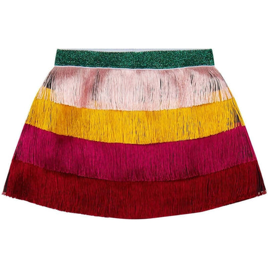 Girls Pink & Red Fringed Skirt