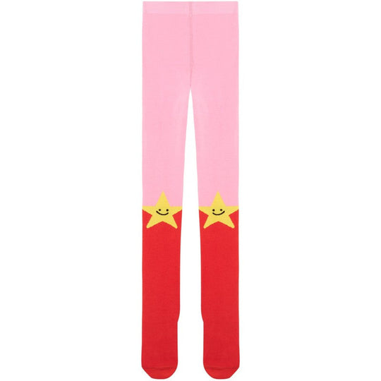 Girls Pink & Red Star Tights