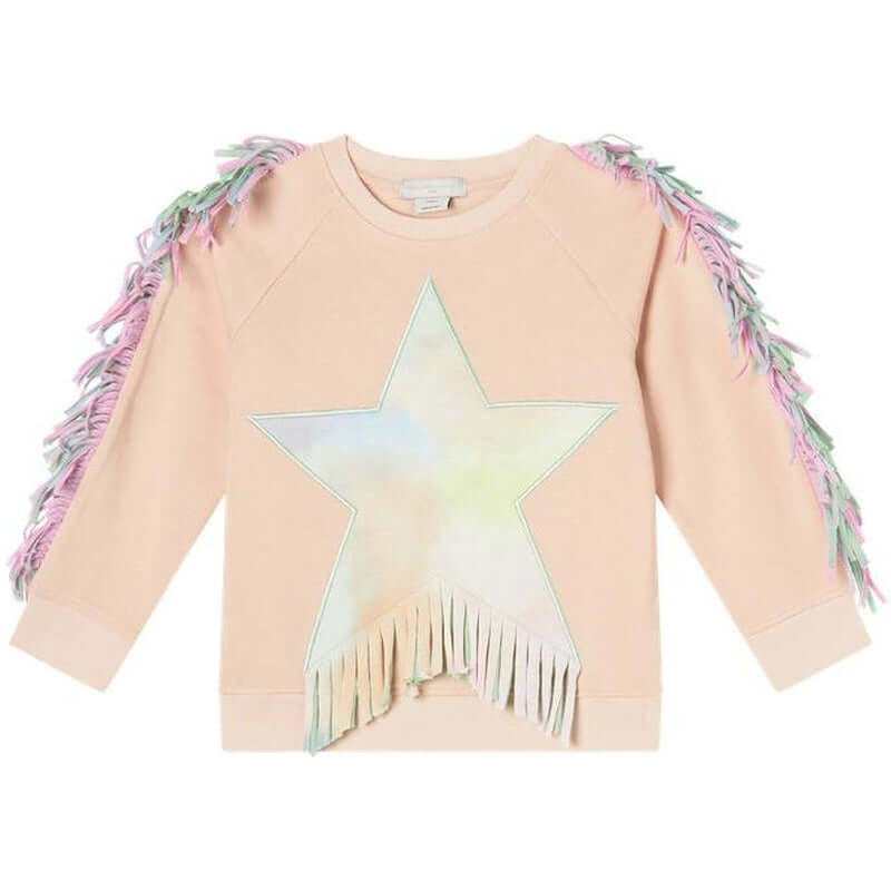 Stella McCartney Kids Girls Pink Star Fringe Sweatshirt