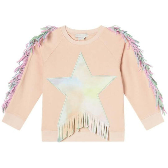 Girls Pink Star Fringe Sweatshirt