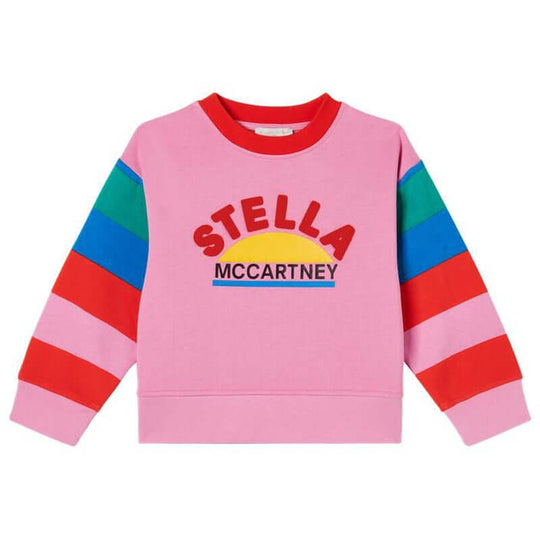 Girls Pink Stripe Sleeve Sweatshirt
