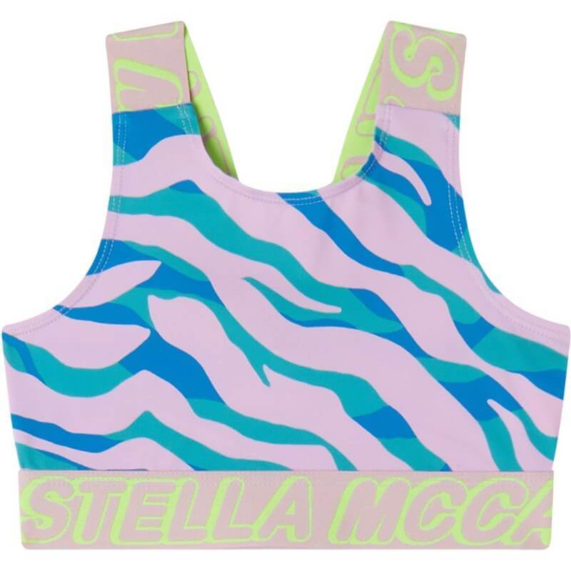 Stella McCartney Kids Girls Pink & Blue Zebra Print Crop Top