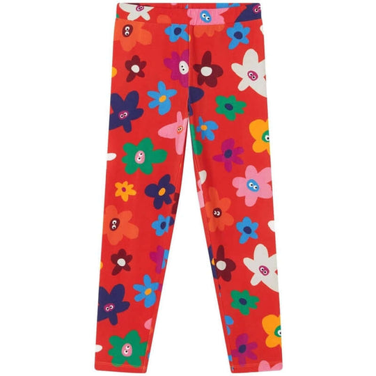 Girls Red Flower Print Leggings