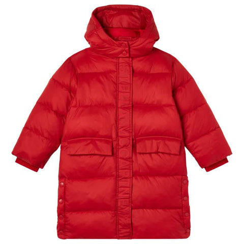 Stella McCartney Kids Girls Red Hooded Puffer Coat
