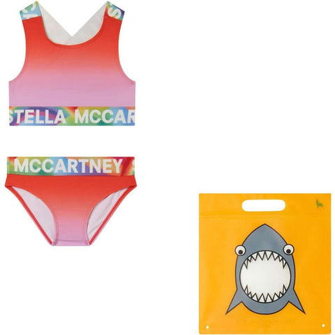 Stella McCartney Kids Girls Red Multi Coloured Logo Bikini
