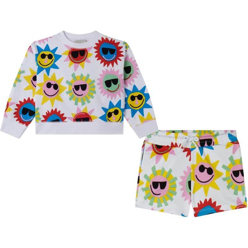 Stella McCartney Kids Girls Sun Print Shorts & Sweatshirt Set