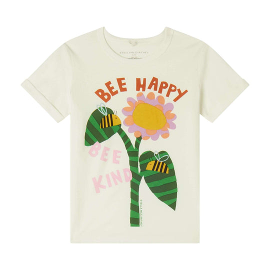Girls White Bee Happy T-Shirt