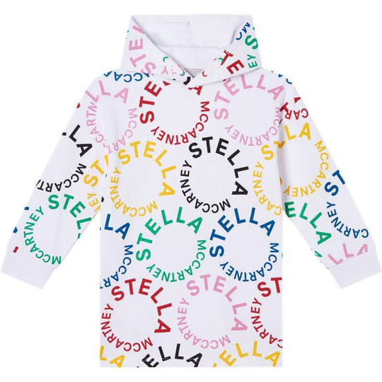 Girls White Circle Logo Sweatshirt Dress