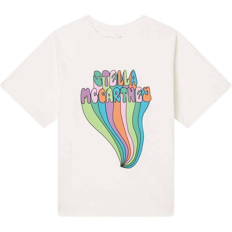 Stella McCartney Kids Girls White Rainbow Logo T-Shirt