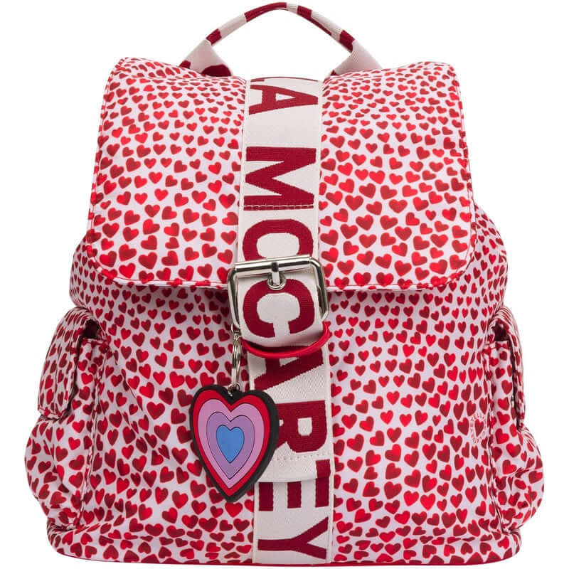 Stella McCartney Kids Girls Red Heart Print Backpack