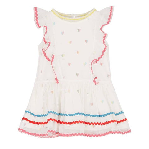 Stella McCartney Kids Baby Girls White Heart Print Sleeveless Dress