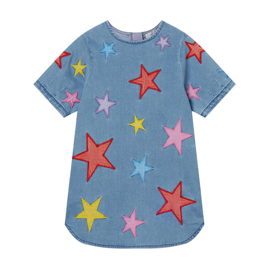 Girls Denim Star Dress