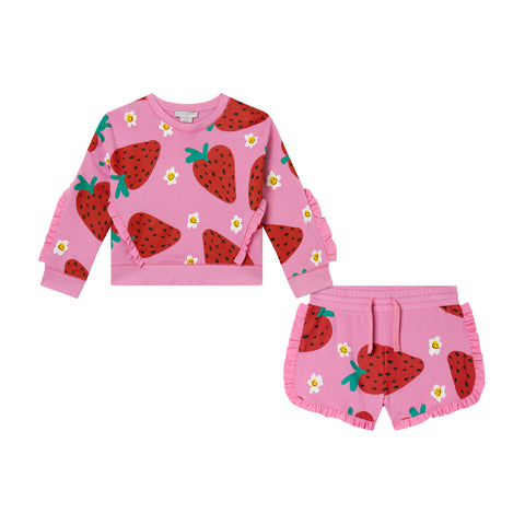 Stella McCartney Kids Girls Pink Strawberry Short Set