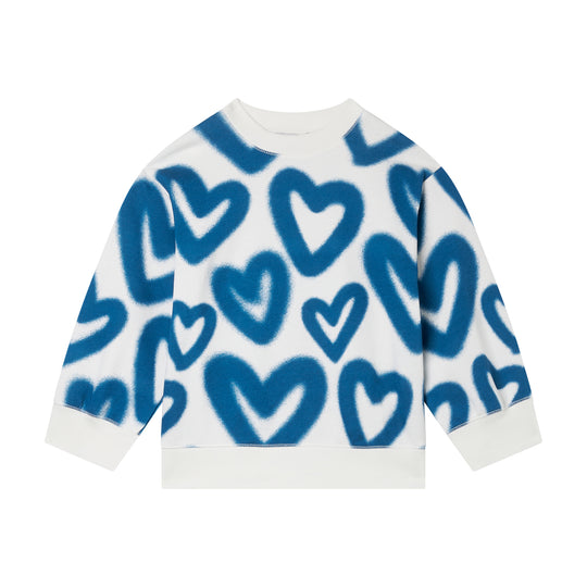 Girls White Heart Sweatshirt